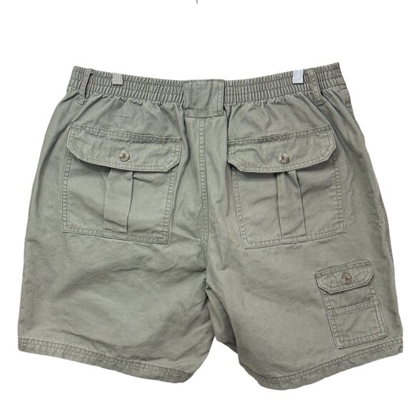 Redhead Mens Cargo Utility Shorts Khaki Green Size 38 Cotton Button Pockets - Picture 2 of 6